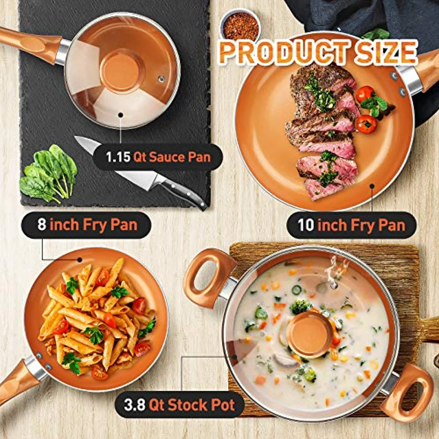 Non-stick Cookware Set 6 Pieces, Ceramic Non-Stick