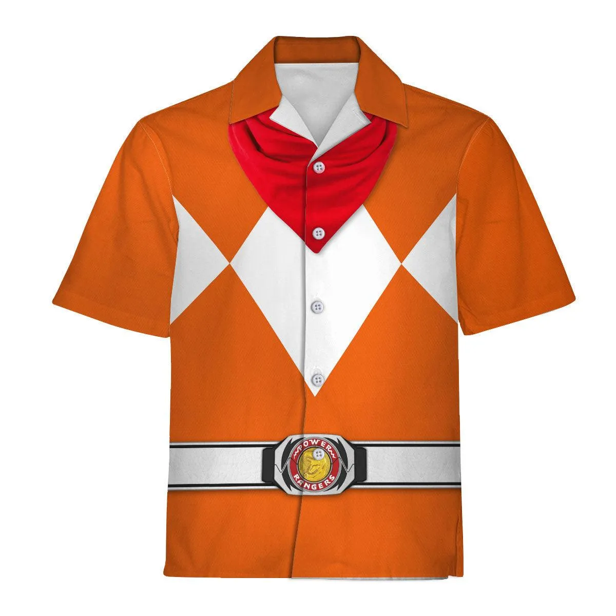 Orange Ranger Mighty Morphin Hawaiian Shirt Beach Shorts