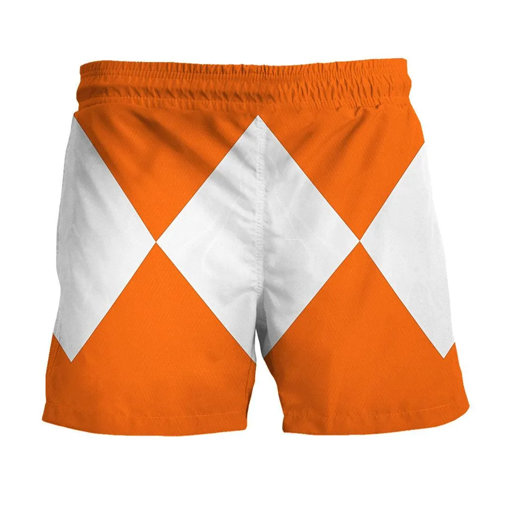 Orange Ranger Mighty Morphin Hawaiian Shirt Beach Shorts
