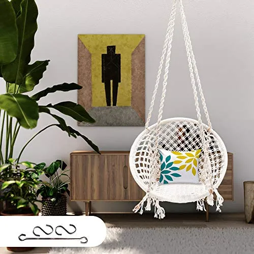 Patiofy Made in India Large Size Swing Chair|with Free Complete Hanging Kit Hammock-Hanging Chair Handmade 100% Cotton for Comfort Indoor and Outdoor (Swing with Accessories)
