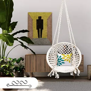 Patiofy Made in India Large Size Swing Chair|with Free Complete Hanging Kit Hammock-Hanging Chair Handmade 100% Cotton for Comfort Indoor and Outdoor (Swing with Accessories)