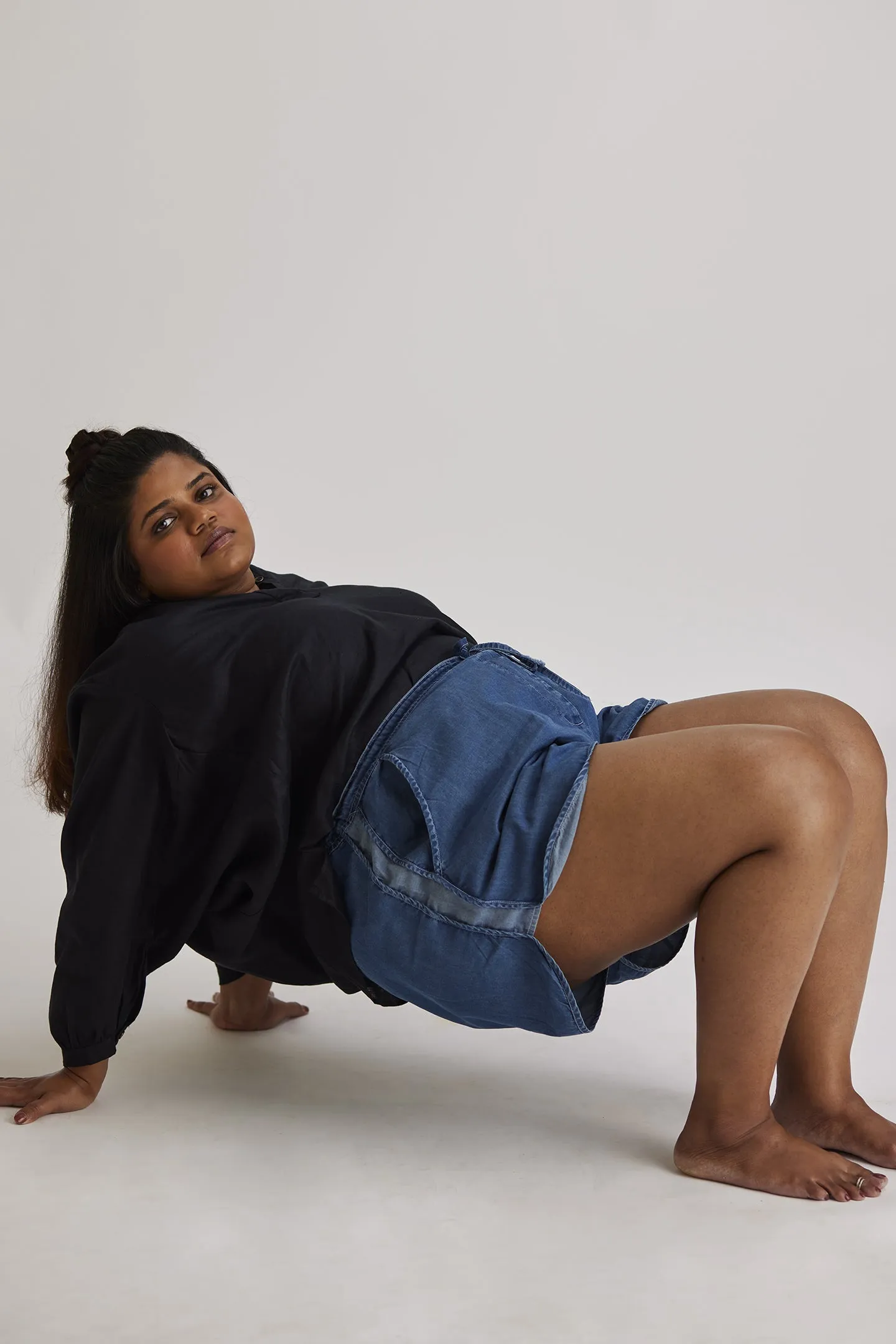 Power Play Shorts in Blue Denim