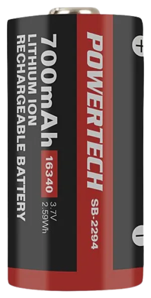 PowerTech - Rechargeable Lithium 3.7V 700mAh 16340 Battery