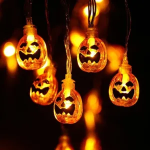  Pumpkin String Lights With Clear Bulbs 