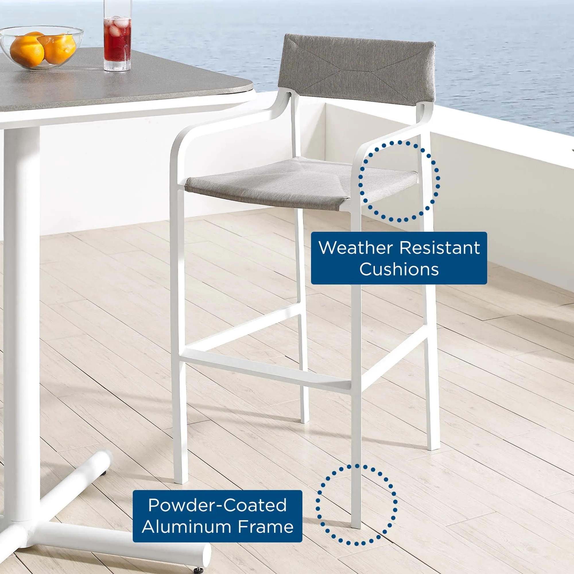 Raleigh Stackable Outdoor Patio Aluminum Bar Stool by Modway