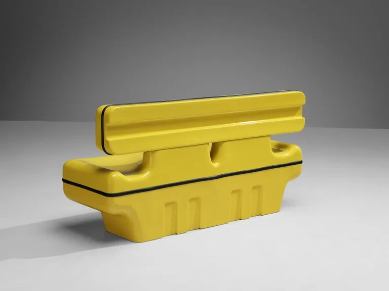 Rare Dominique Prevost & Claude Favriau Sofa Bench in Yellow Fiberglass