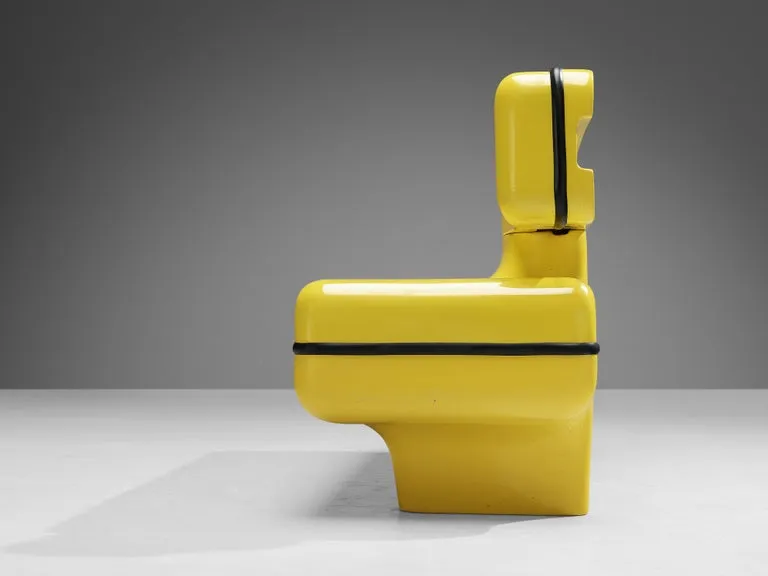 Rare Dominique Prevost & Claude Favriau Sofa Bench in Yellow Fiberglass