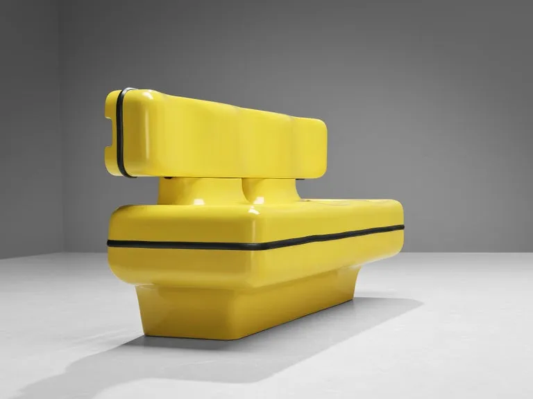 Rare Dominique Prevost & Claude Favriau Sofa Bench in Yellow Fiberglass