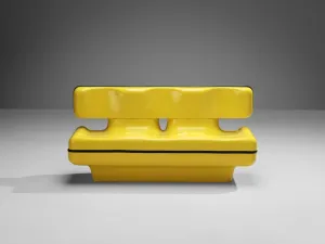Rare Dominique Prevost & Claude Favriau Sofa Bench in Yellow Fiberglass