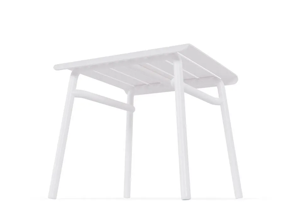 Roku Outdoor Low Stool Footrest in Matt White