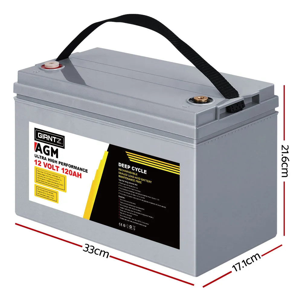 Set of 2 Deep Cycle Battery 12V 120Ah Portable Solar Caravan Camping