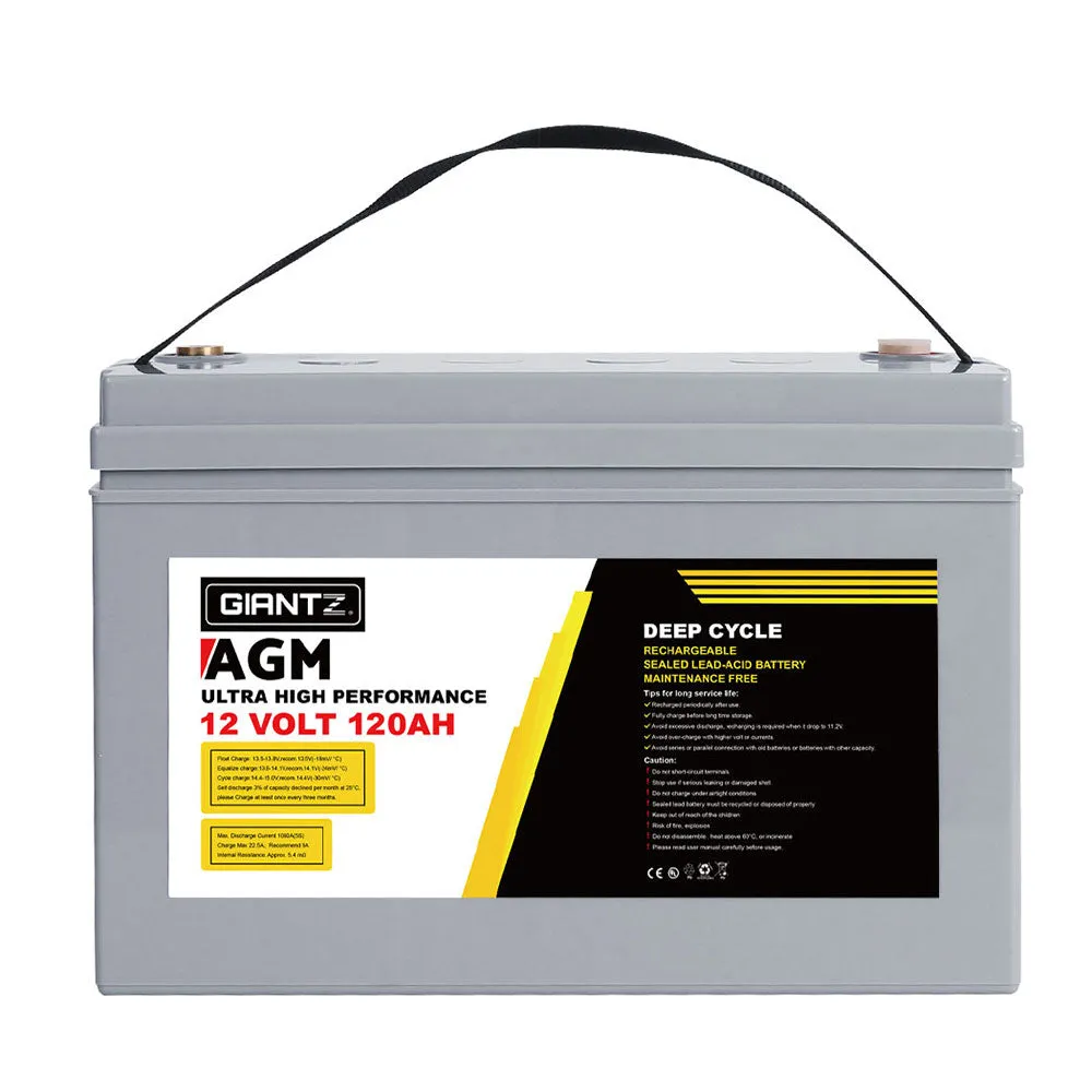 Set of 2 Deep Cycle Battery 12V 120Ah Portable Solar Caravan Camping