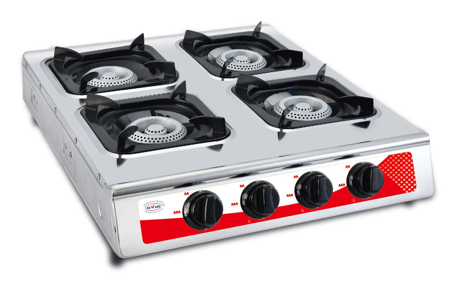 Stainless Steel 4 burner STOVE with base / ESTUFA de 4 quemadores con base