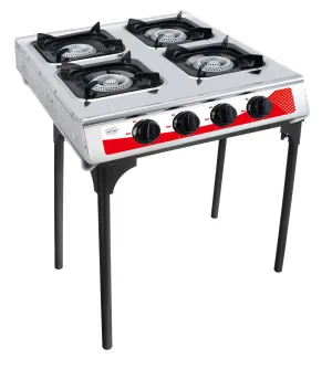 Stainless Steel 4 burner STOVE with base / ESTUFA de 4 quemadores con base