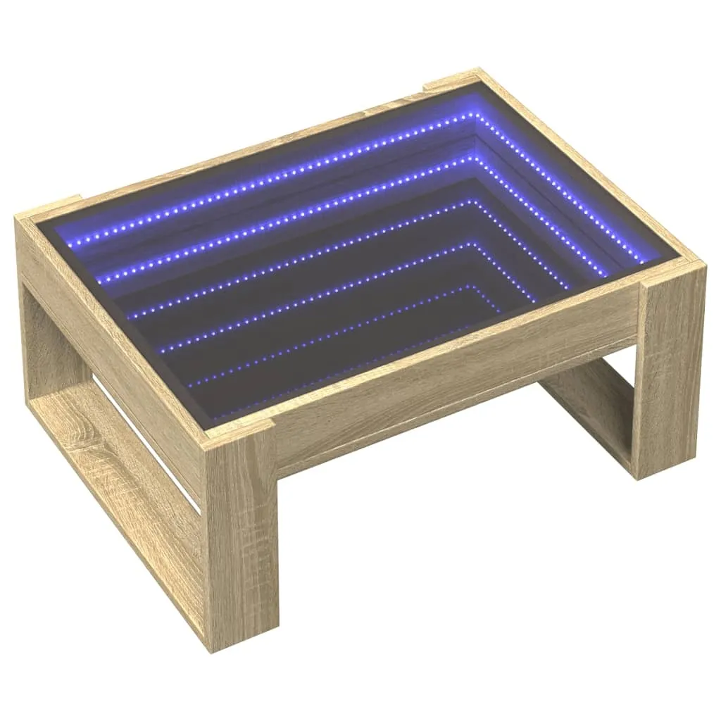 vidaXL Coffee Table with Infinity LED Sonoma Oak 70x53x30 cm