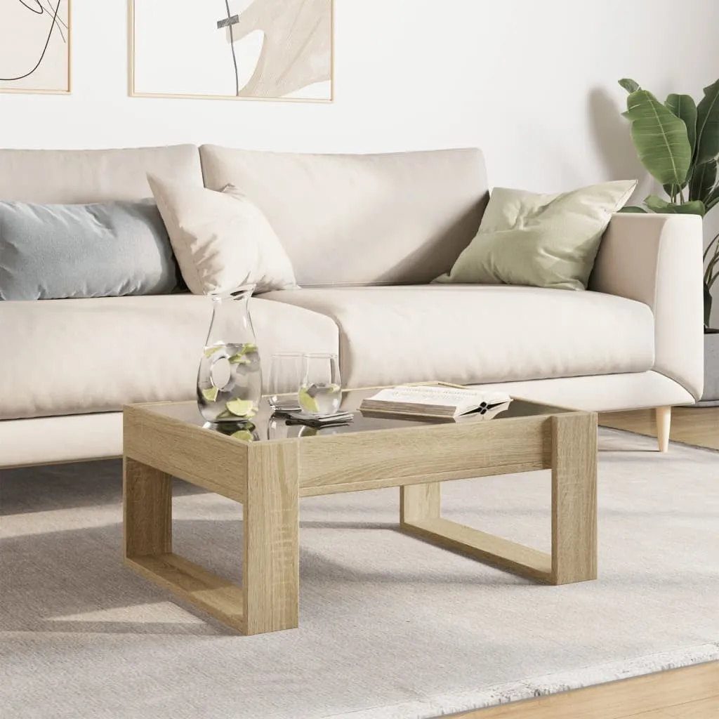 vidaXL Coffee Table with Infinity LED Sonoma Oak 70x53x30 cm
