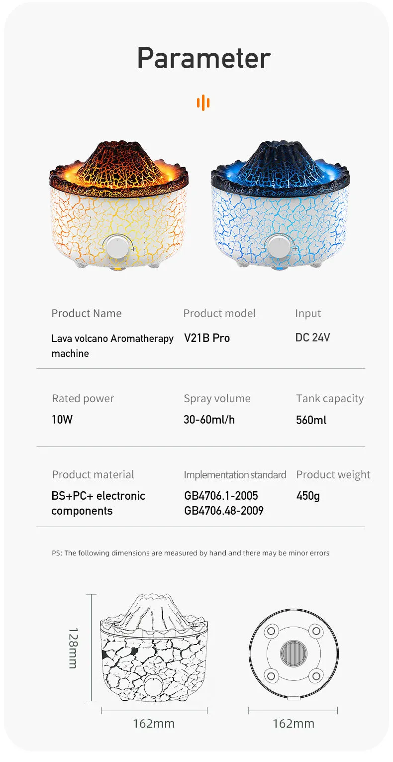 Volcano Humidifier Aromatherapy Machine Spray Jellyfish Air Flame Humidifier Diffuser
