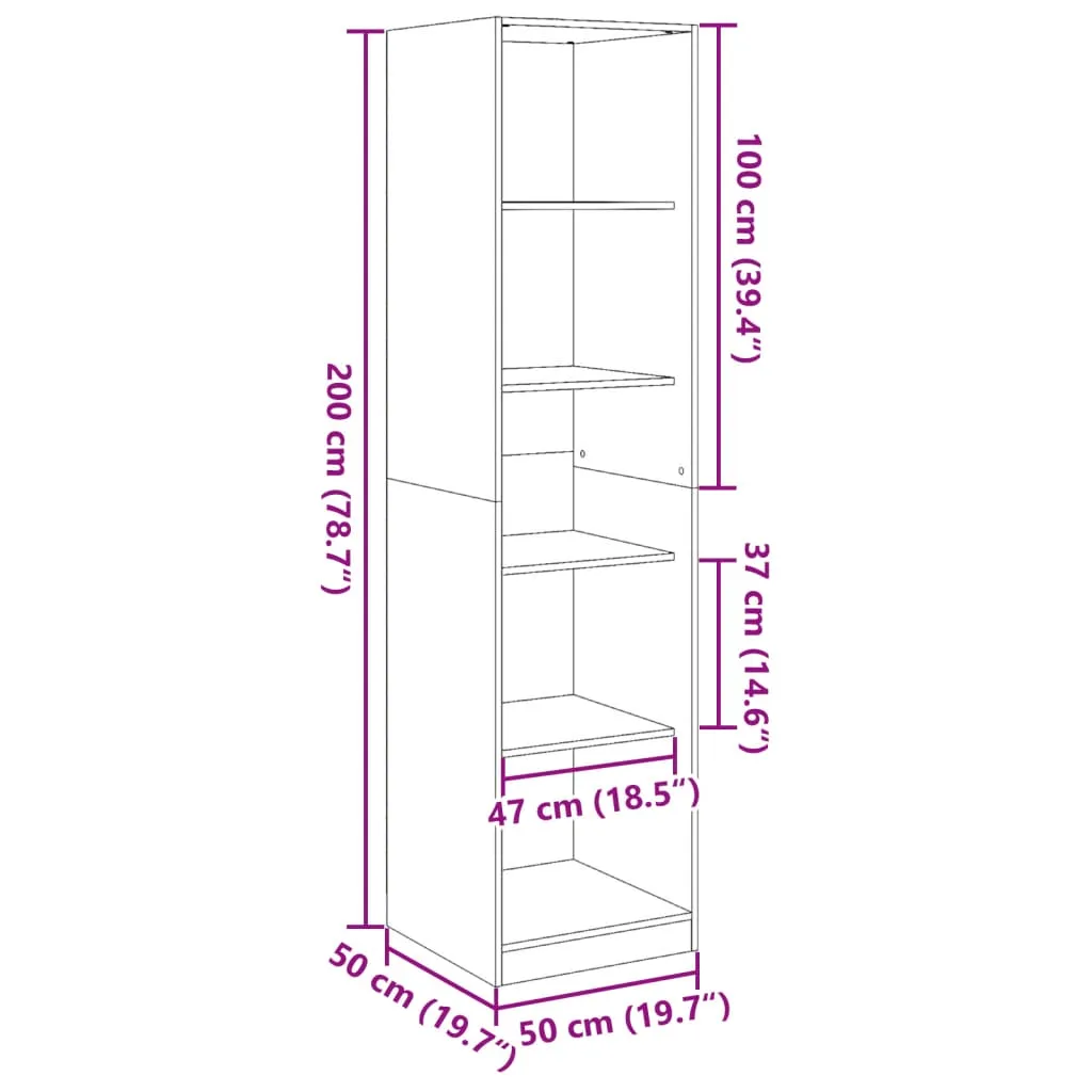Wardrobe Old Wood 50x50x200 cm Engineered Wood